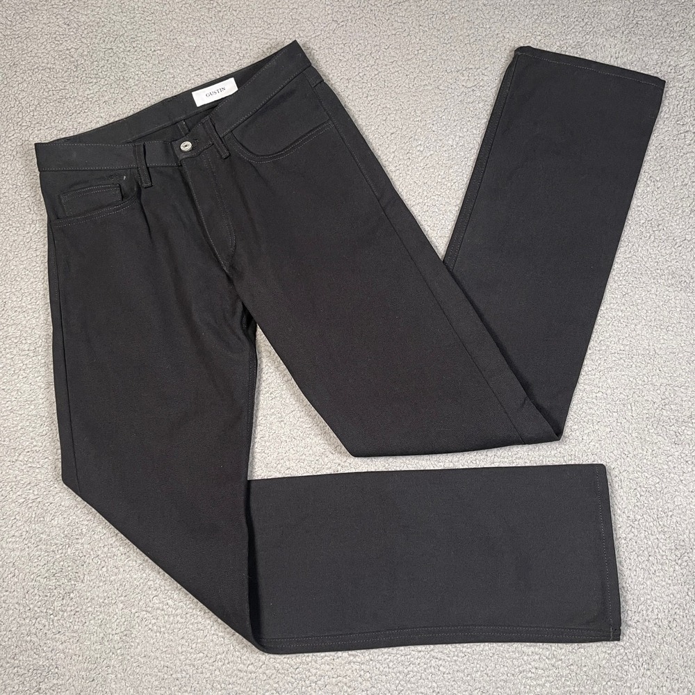 Gustin #45 Duck 5 Pocket Jeans Mens‎ 30x34 Black Workwear Heavyweight Luxury